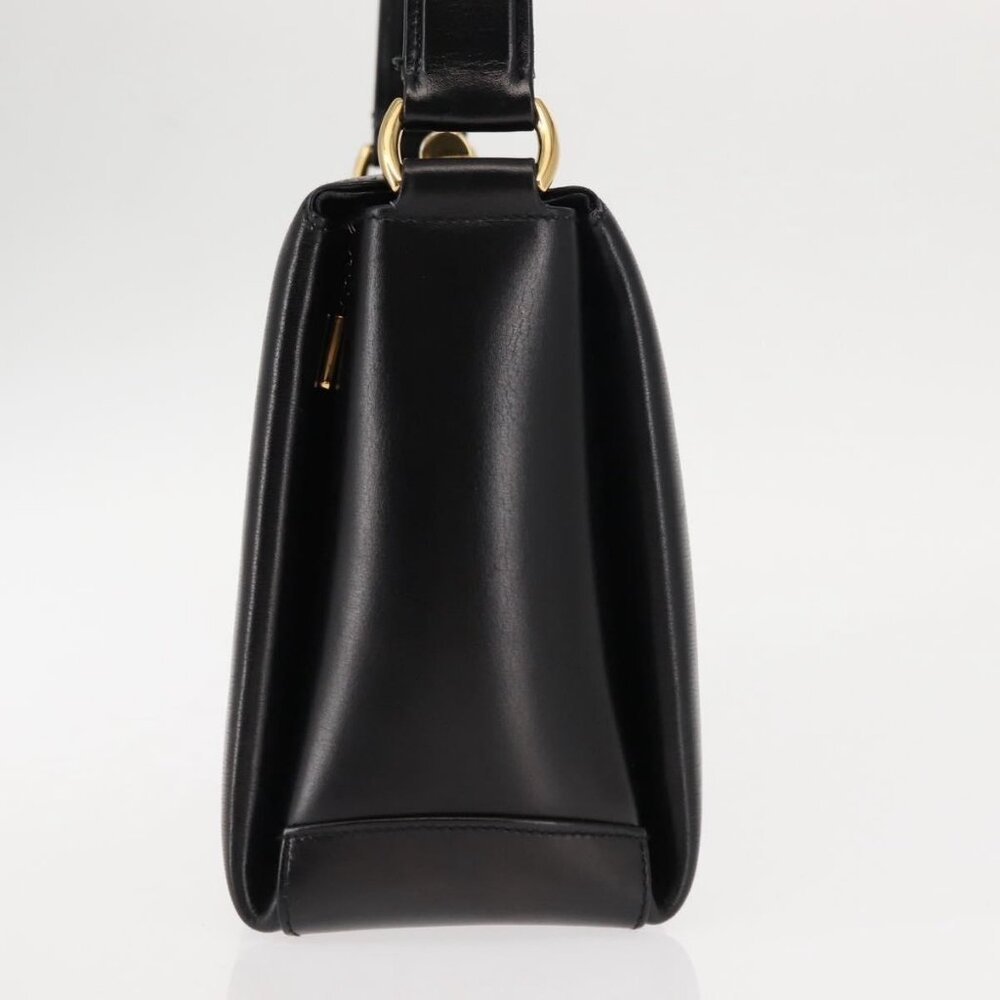 GUCCI Interlocking Hand Bag Leather Black Gold Auth fm4894 - Picture 4 of 16